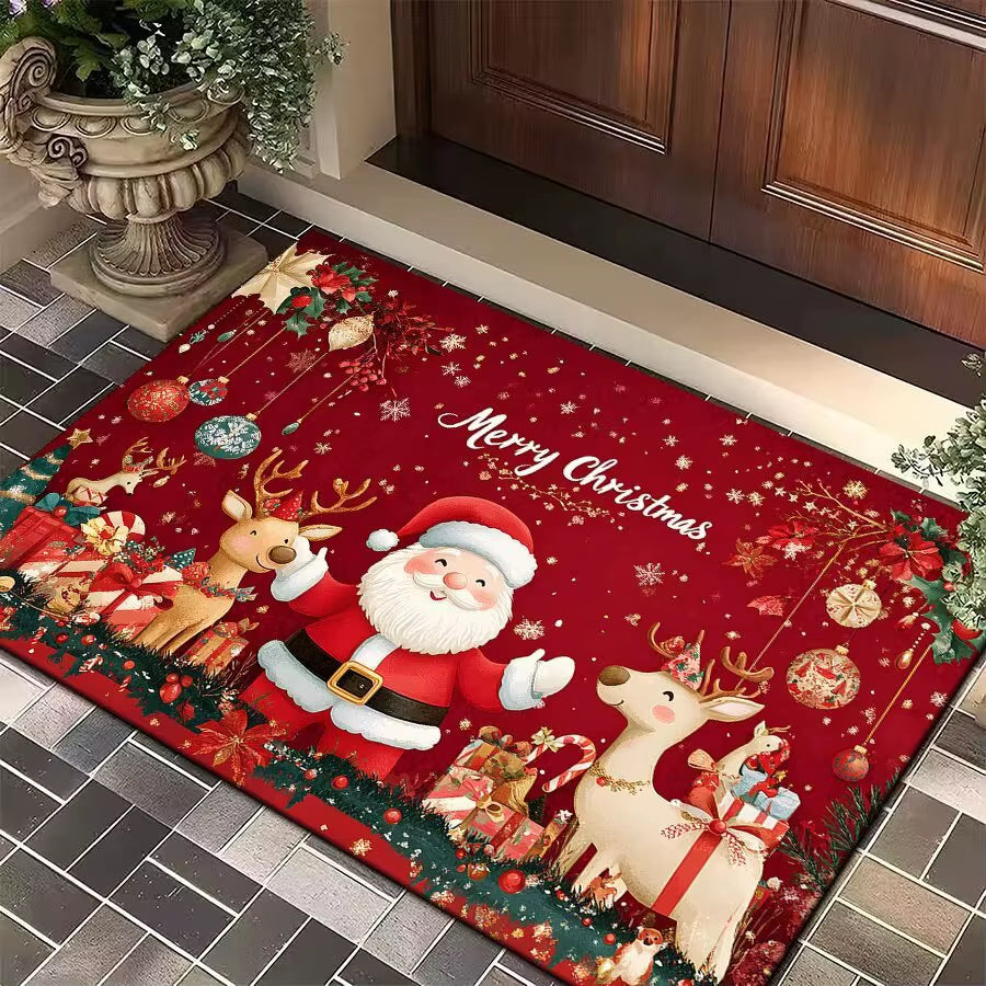 Christmas Door Carpet Merry Christmas Mat Festival Santa Claus Outdoor Decorations Home 2025 Navidad Xmas Ornament New Year 2026