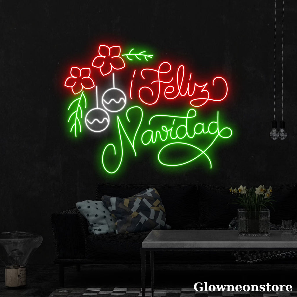 Feliz Navidad Neon Sign, Feliz Navidad LED Sign, Spain Christmas Decor, Christmas Tree LED